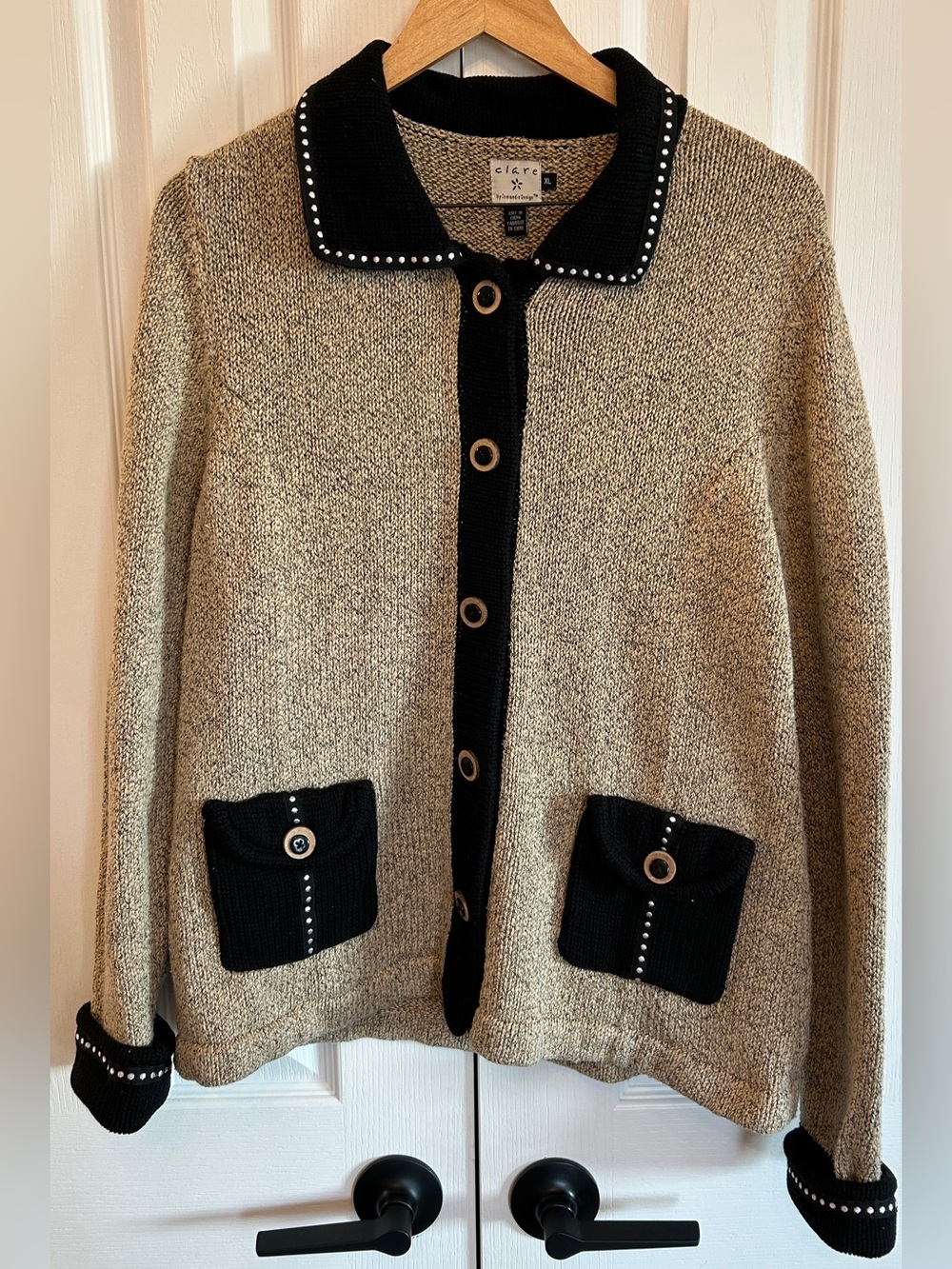 Vintage Clare Icelandic Designs Cotton Blend Cardigan XL EUC